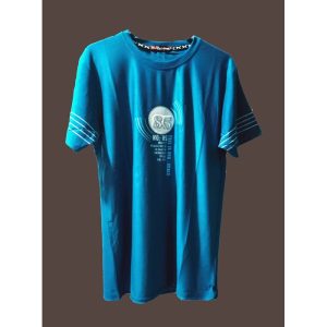 Round neck blue t shirt with chest design